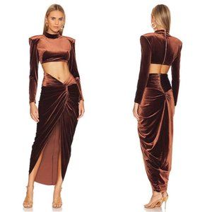 Bronx and Banco Coffee Cleopatra Velvet Dress Set Size S